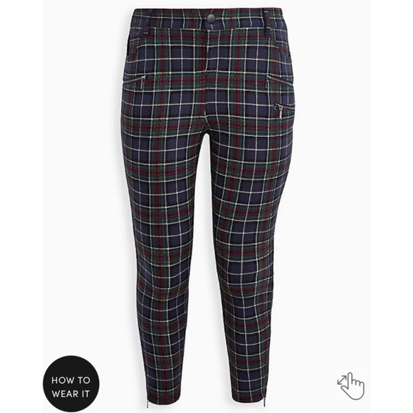 NWT TORRID Zip Skinny Pant - Luxe Ponte Tartan Plaid - Picture 5 of 6